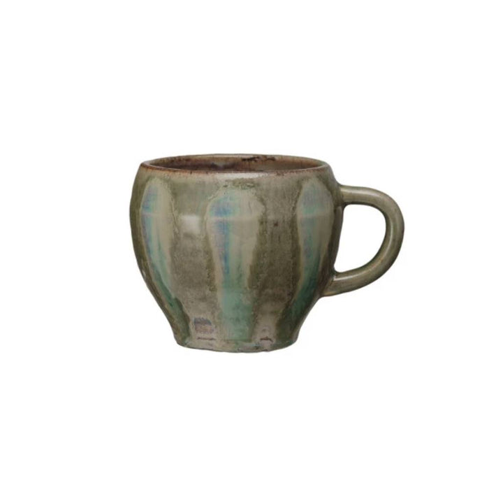 12 oz. Hand-Painted Stoneware Mug - Green HOME & GIFTS - Tabletop + Kitchen - Drinkware + Glassware Creative Co-Op