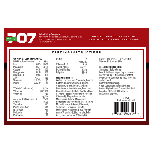Formula 707 Performance Liquid Equine - Supplements Formula 707