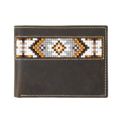 3D Southwest Inlay Beaded Brown Bifold Wallet MEN - Accessories - Wallets & Money Clips M&F Western Products