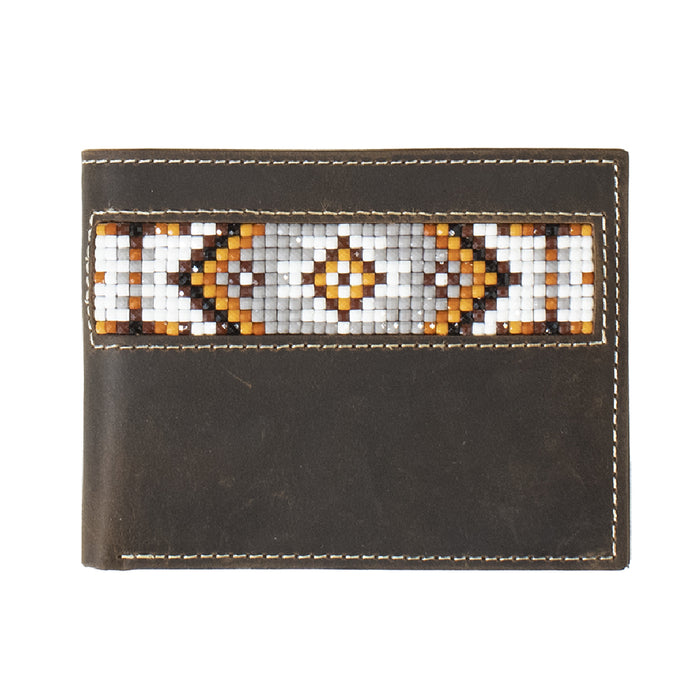 3D Southwest Inlay Beaded Brown Bifold Wallet MEN - Accessories - Wallets & Money Clips M&F Western Products