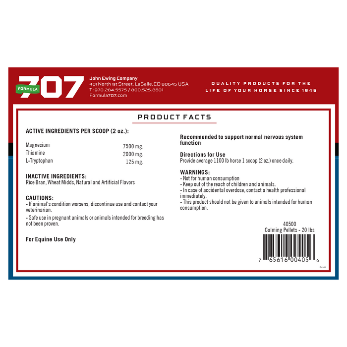 Formula 707 Calming Pellets Equine - Supplements Formula 707