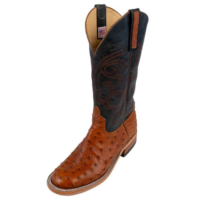 Anderson Bean Men's Cognac Rustic Full Quill Ostrich Boot - Teskey's Exclusive MEN - Footwear - Exotic Western Boots Anderson Bean Boot Co.
