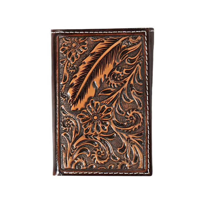 Ariat Feather Embossed Tri-Fold Wallet MEN - Accessories - Wallets & Money Clips M&F Western Products