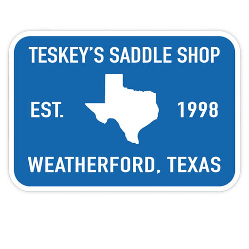 Teskey's 1998 Saddle Shop Sticker Blue/White TESKEY'S GEAR - Stickers Teskey's