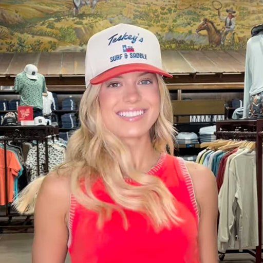 Teskey's Surf & Saddle Cap - Vintage White/University Red TESKEY'S GEAR - Baseball Caps Teskey's