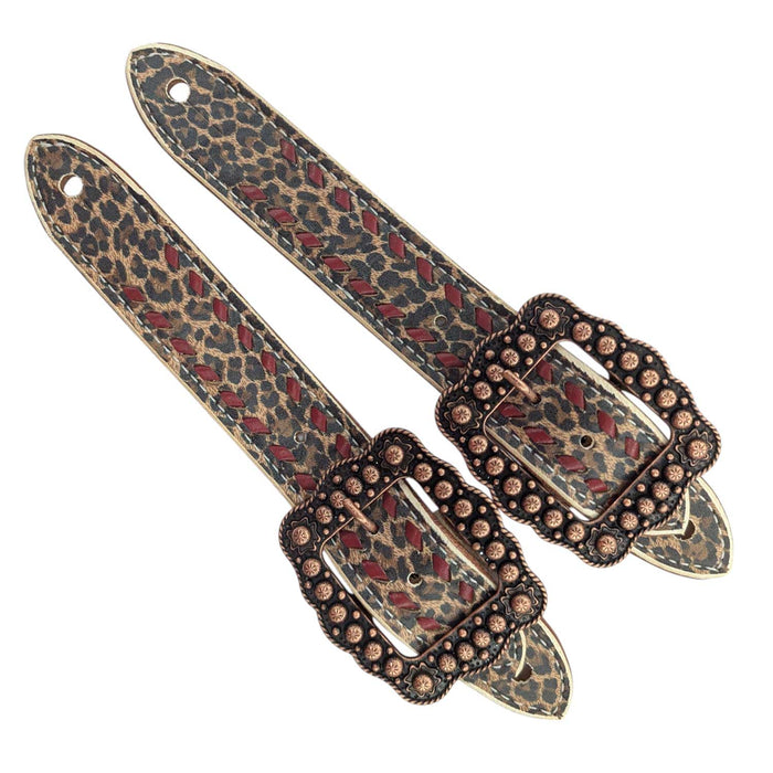Teskey's Cheetah Print Spur Straps with Buckstitch Tack - Spur Straps Teskey's