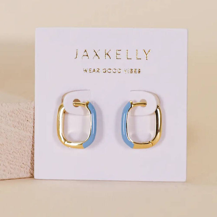 Color Dipped Bermuda Blue Rectangle Hoop Earrings WOMEN - Accessories - Jewelry - Earrings JaxKelly