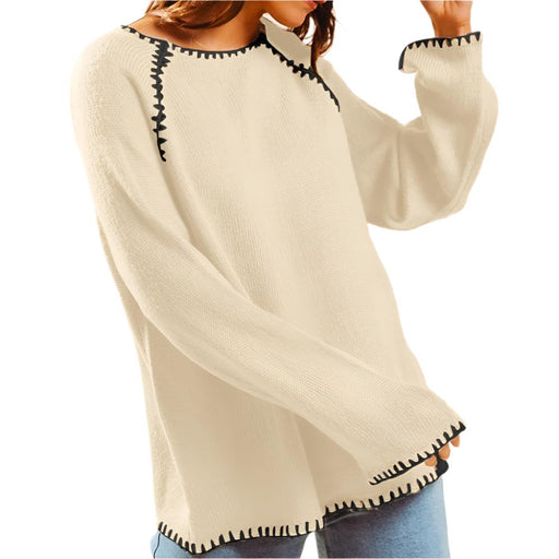 Contrast Stitch Blanket Sweater WOMEN - Clothing - Sweaters & Cardigans So Me