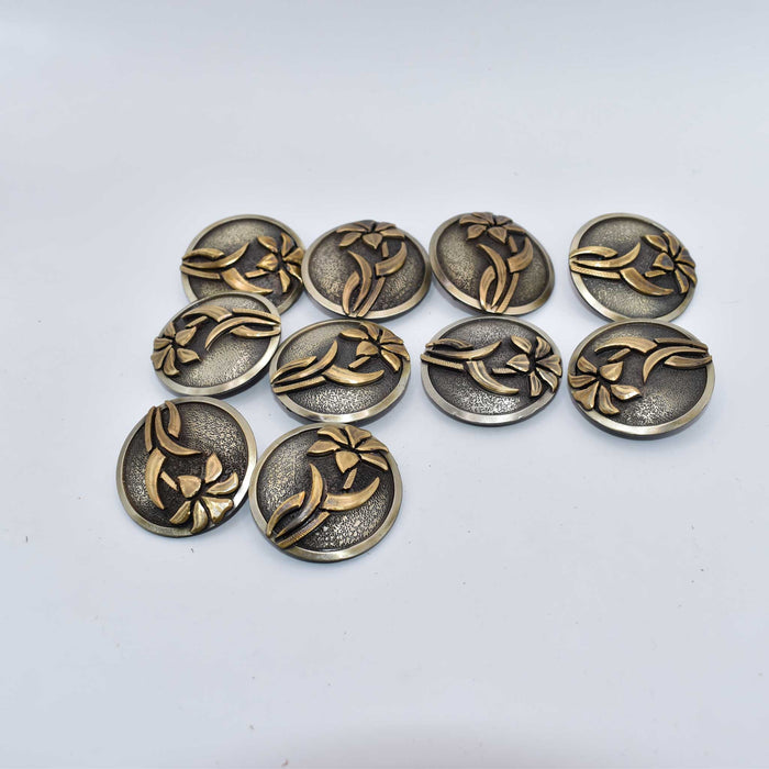 NEW Brass Flower Concho Set Of 10