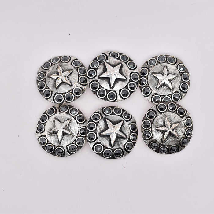 NEW Black Rhinstone Star Concho Set Of 6