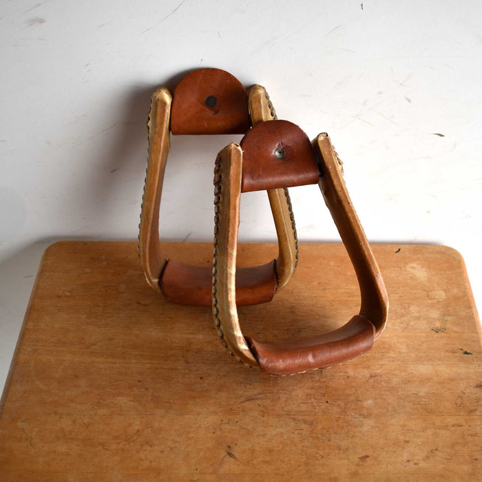 Like NEW Rawhide Covered Roping Stirrups