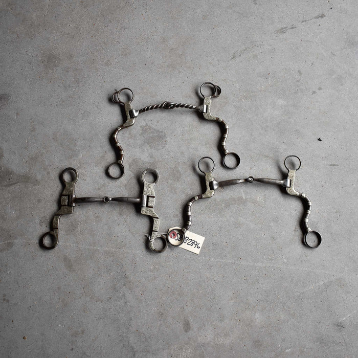 Used Silver Mounted Shanked Snaffle Bits Set Of 3