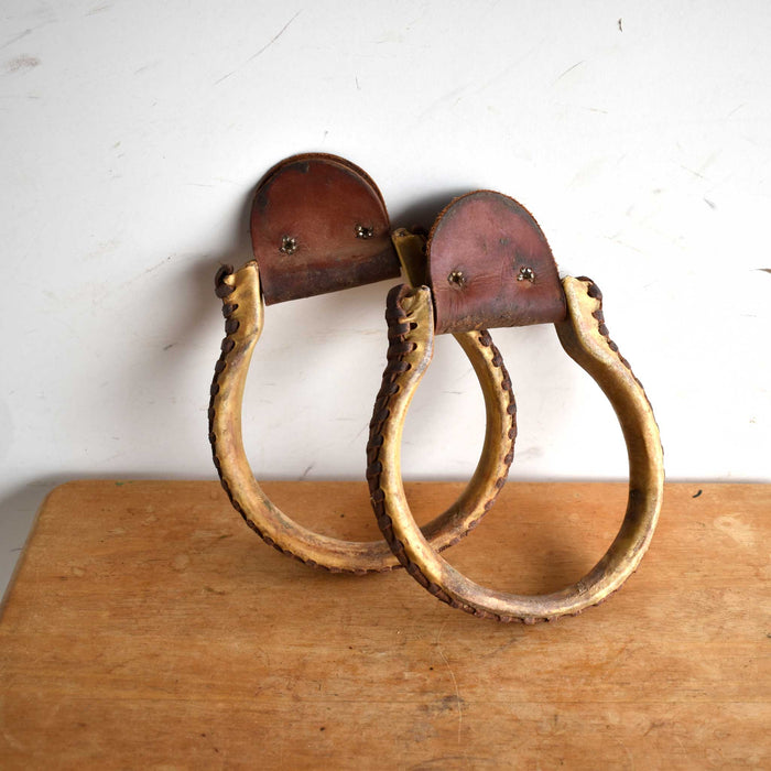 Used Rawhide Covered Oxbow Stirrups