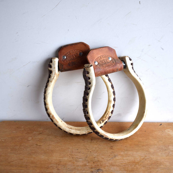 Used Billy Cook Oxbow Rawhide Covered Stirrups