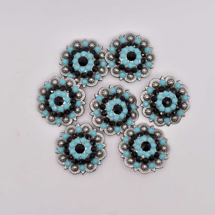 NEW Turquoise Rhinestone Concho Set of 7