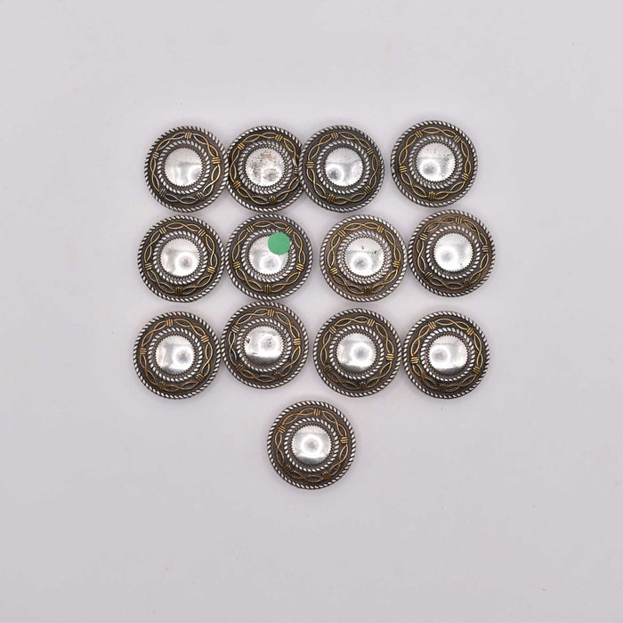 NEW Wire Lined Sterling Concho 1" Set Of 13