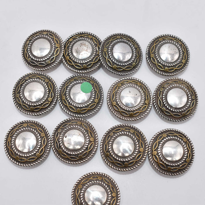 NEW Wire Lined Sterling Concho 1" Set Of 13