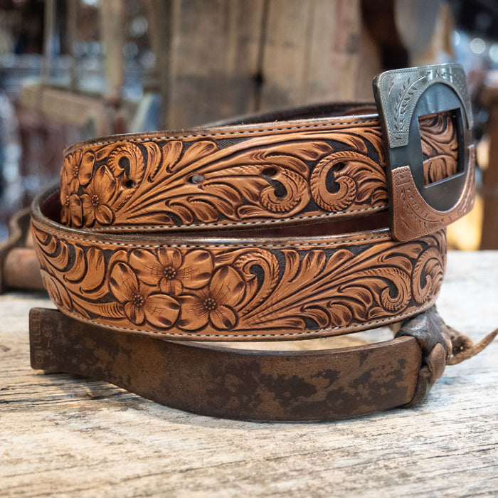 El Trebol 32' Fully Tooled Leather Belt MEN - Accessories - Belts & Suspenders El Trebol Custom Leather