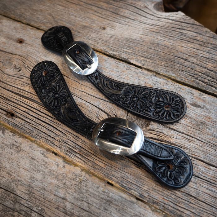 Casey Tew Kid's Fully Tooled Spur Straps Tack - Spur Straps Casey Tew