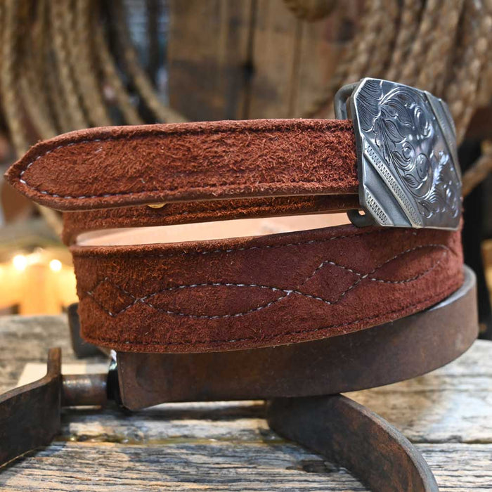 Handmade 27" Rust Roughout Belt MEN - Accessories - Belts & Suspenders Yoder Leather Co.