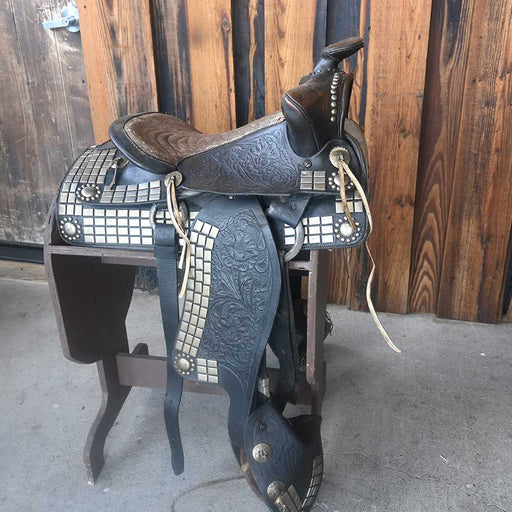 Vintage Western Saddle with lots of Silver Accents - Western Decor _CA821 Collectibles Teskey's