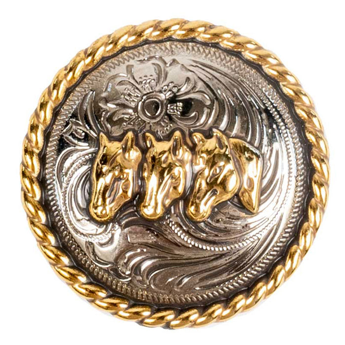 Gold Rope Round Horse Head Concho Tack - Conchos & Hardware MISC