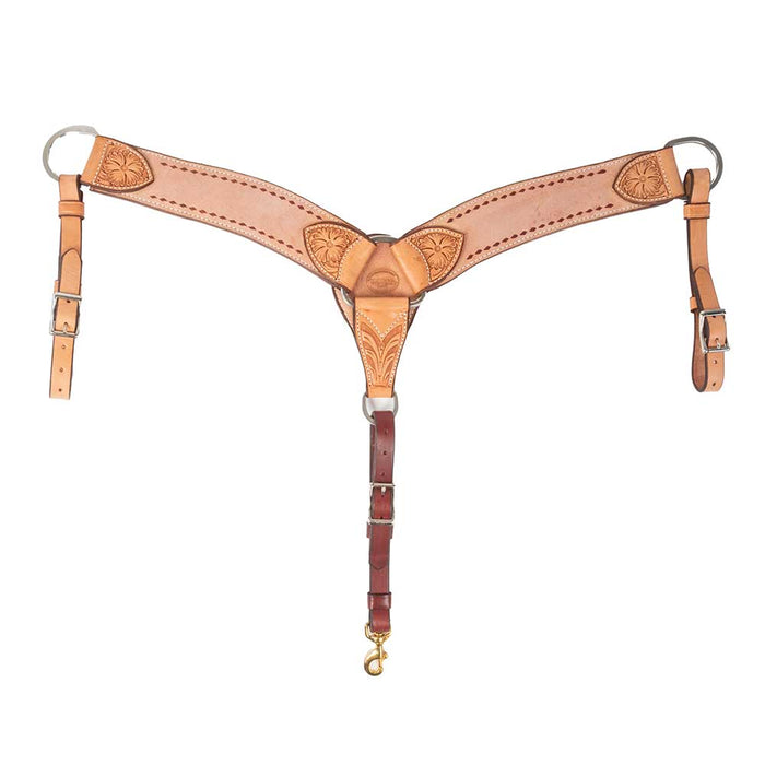 Teskey's Roughout Breast Collar with Floral Tooling Tack - Breast Collars Teskey's Light Oil