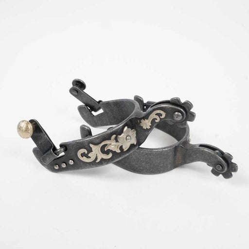 Formay Aged Steel Spurs W/Silver Floral and Dot accents Tack - Spurs Formay