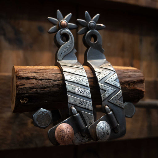 Jennings Silver Mounted 7pt. Spurs Tack - Spurs John Jennings