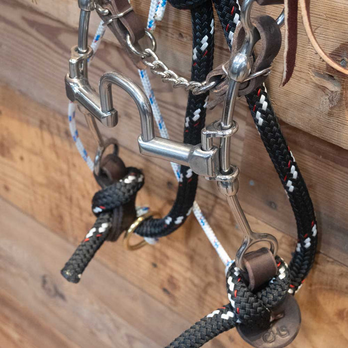 CHS Square Port Gag Bridle Rig w/Martingale Tack - Training Cow Horse Supply