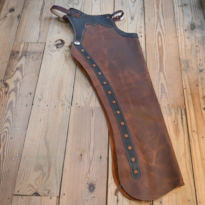 Xtra Large Chocolate Leather Shotgun Leggings Tack - Chaps & Chinks Teskey's