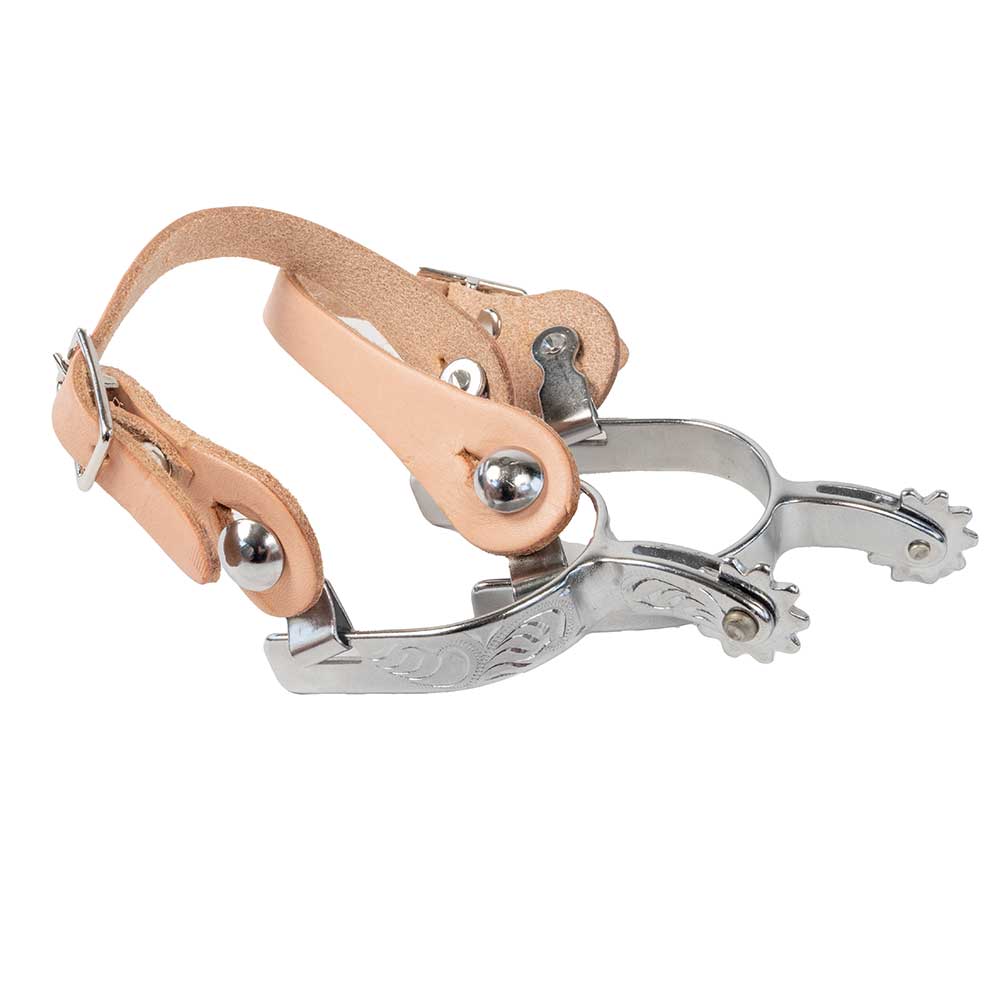 Formay Youth Engraved Spurs with Straps Tack - Spurs Formay