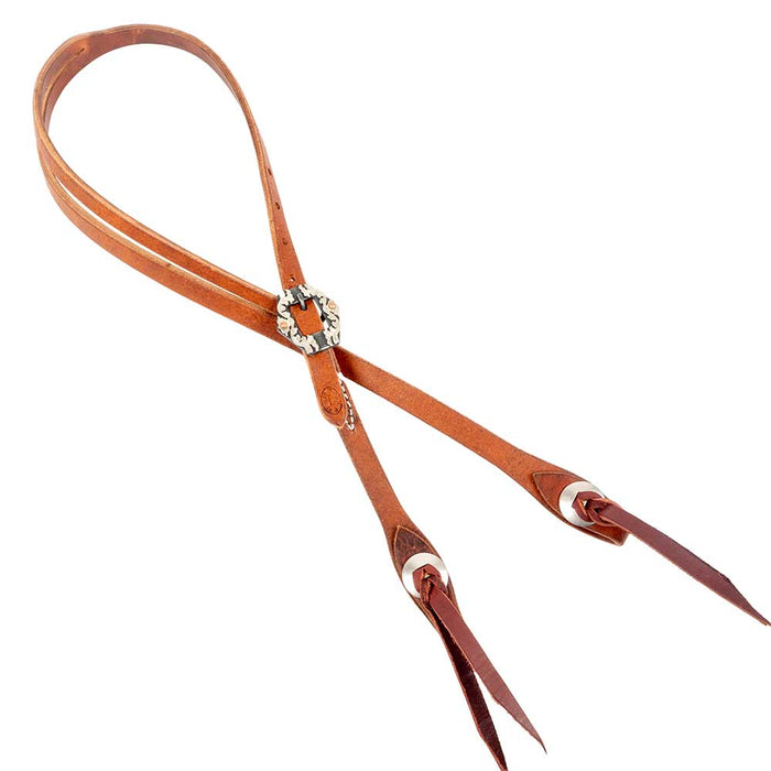 Teskey's Roughout Split Ear Headstall w/Floral Hexagon Buckle Tack - Headstalls Teskey's Heavy Oil
