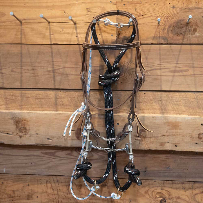 CHS Twisted Snaffle Gag Rig w/Martingale Tack - Training Cow Horse Supply
