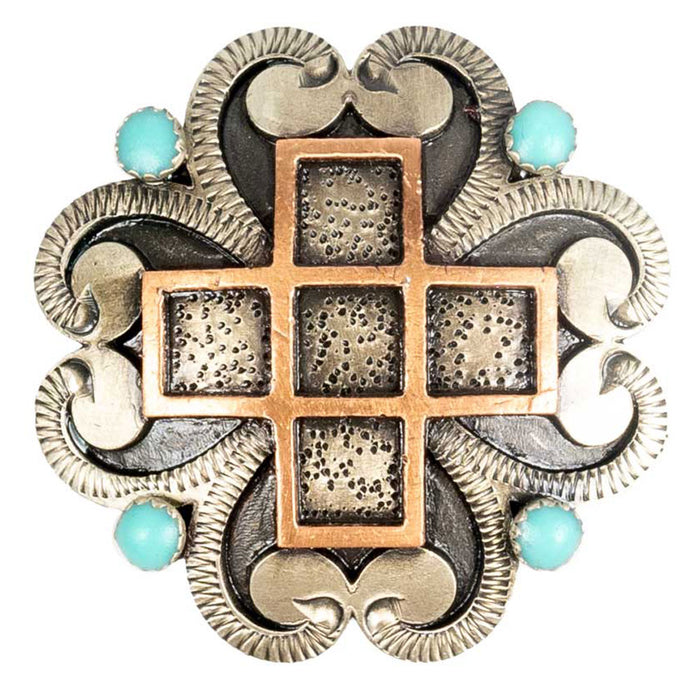 Turquoise Copper Cross Concho Tack - Conchos & Hardware MISC