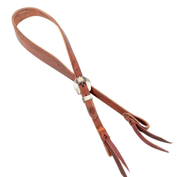 Teskey's Harness Leather Split Ear Headstall w/Floral Buckle Tack - Headstalls Teskey's Heavy Oil