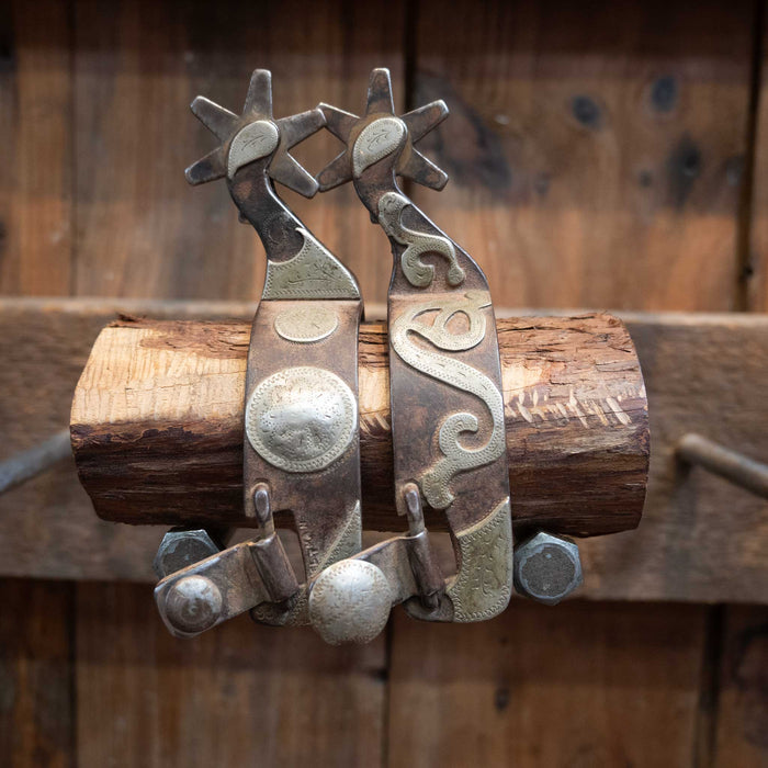 Holtman Silver Mounted 6pt. Spurs Tack - Spurs Holtman