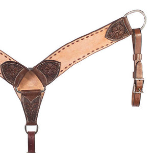 Teskey's Roughout Breast Collar with Floral Tooling Tack - Breast Collars Teskey's