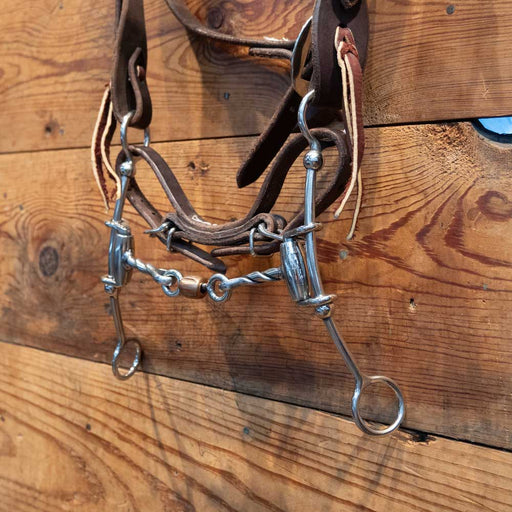 CHS Lil' Beau DL Twist Dog Bone Snaffle Bridle Tack - Training Cow Horse Supply