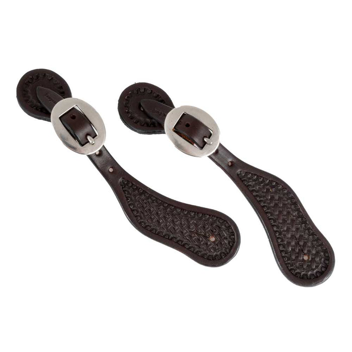 Cowperson Tack Youth Basket Stamped Spur Straps Tack - Spur Straps Cowperson Tack Heavy Oil