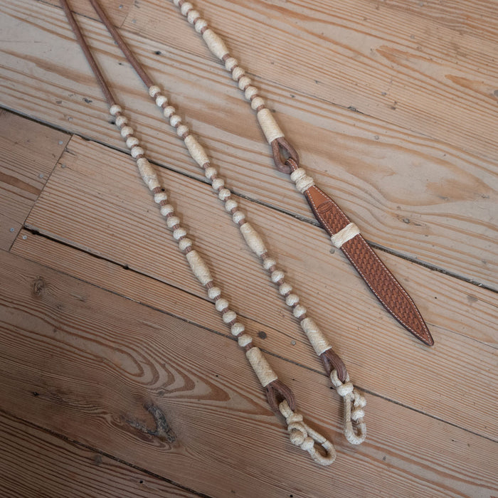 Handmade Rawhide Romel Reins w/Popper By Jose Ortiz Tack - Reins Jose Ortiz