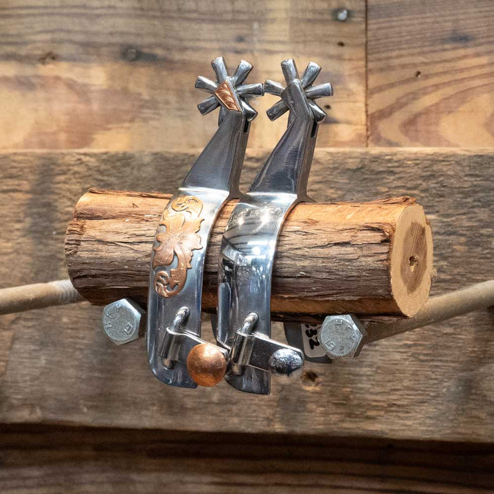 Brian Strange Copper Mounted Spurs 7 pt Rowels Tack - Spurs Brian Strange