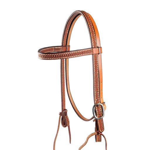 Teskey's Pony Basket Stamped Browband Headstall Tack - Headstalls Teskey's Light Oil