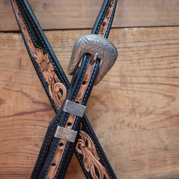 Randall Top Shelf Leather Black Split Ear w/Sterling Silver Buckle Tack - Headstalls Randall Top Shelf