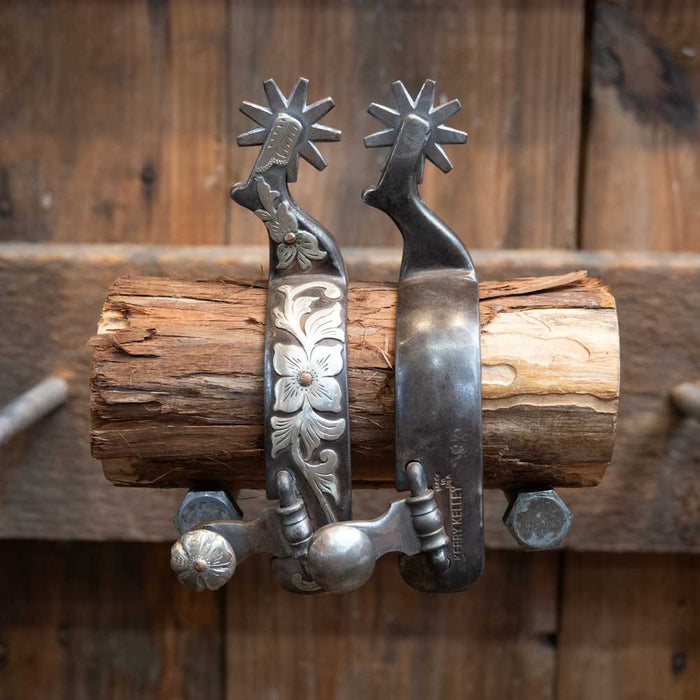 Used Kerry Kelley 9pt Floral Spurs Tack - Spurs Kerry Kelley