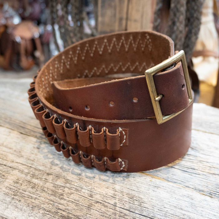 Vintage HUNTER Leather 41" Ammo Belt w/ Brass Buckle Collectibles Hunter
