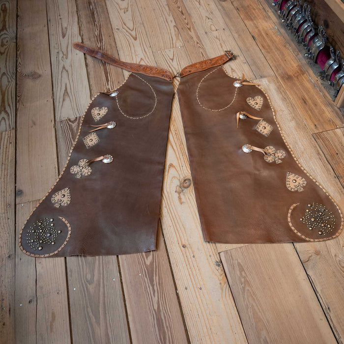 Vintage Handmade Chaps w/the Deck of Cards & Tooled Yoke
