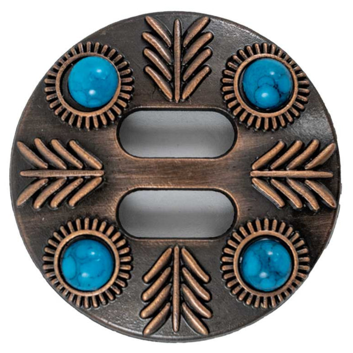 Feathered Turquiose Slotted Concho Tack - Conchos & Hardware MISC