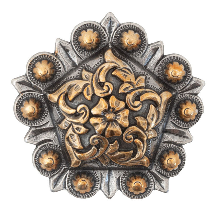 Antique Silver/Gold Coloma Pentagon Conchos Tack - Conchos & Hardware MISC