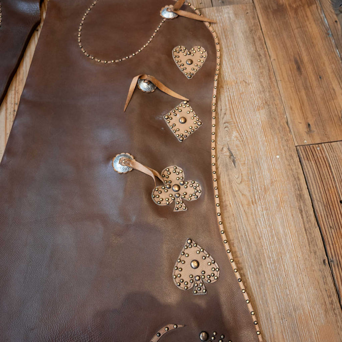 Vintage Handmade Chaps w/Card Suits & Tooled Yoke Collectibles MISC